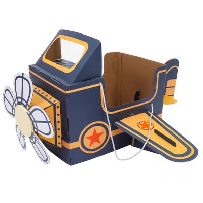 TOYANDONA Wearable Cardboard Airplane Toy Boy Outfit Dress Toddler Airplane Costume Cardboard Making Air Plane Interactive Toy DIY Aircraft (Blue)