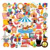 100pcs Circus Stickers Bulk Cute Cartoon Stickers Clown Sticker Waterproof Vinyl Stickers Scrapbooking Sticker for Water Bottle Laptop Circus Theme Party Decorations Teacher Students view 1