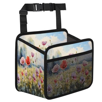 Wild Florals Car Organizer Back Seat Car Seat Back Hanging Bag PU Leather Backseat Car Organizer Foldable Car Seat Storage Bag Car Accessories
