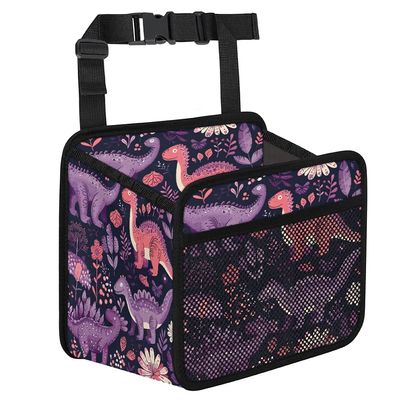 Flower Dinosaurs Car Organizer Back Seat Car Seat Back Hanging Bag PU Leather Backseat Car Organizer Foldable Car Seat Storage Bag Car Accessories