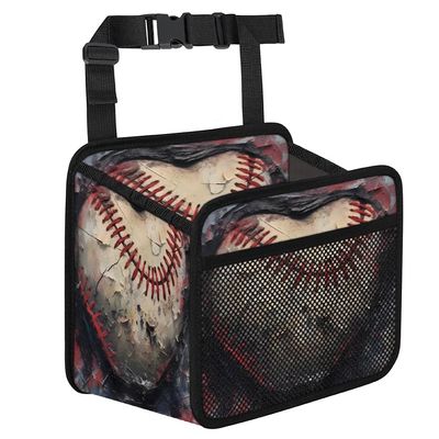 Vintage Baseball Car Organizer Back Seat Car Seat Back Hanging Bag PU Leather Backseat Car Organizer Foldable Car Seat Storage Bag Car Accessories
