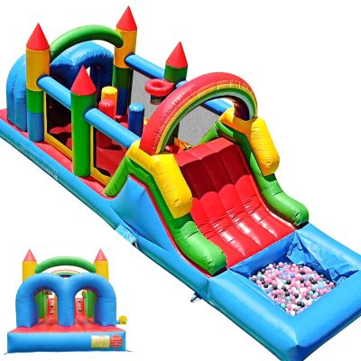 25FT Commercial Bounce House for Big Kids, 100% PVC Inflatable Obstacle Course Bounce House for Adults, Heavy Duty Large Bouncer House with Water Slides/950W Blower, Outdoor Party, 25x8x8.2FT