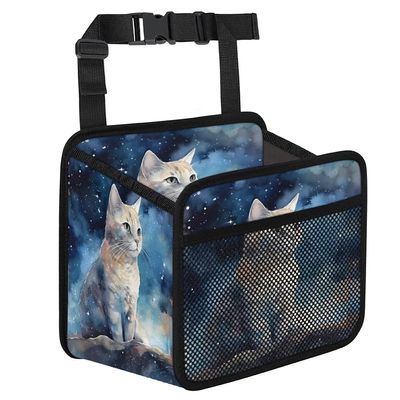 Watercolor Kitten Car Organizer Back Seat Car Seat Back Hanging Bag PU Leather Backseat Car Organizer Foldable Car Seat Storage Bag Car Accessories