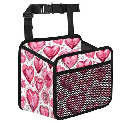 Bling Diamond Car Organizer Back Seat Car Seat Back Hanging Bag PU Leather Backseat Car Organizer Foldable Car Seat Storage Bag Car Accessories