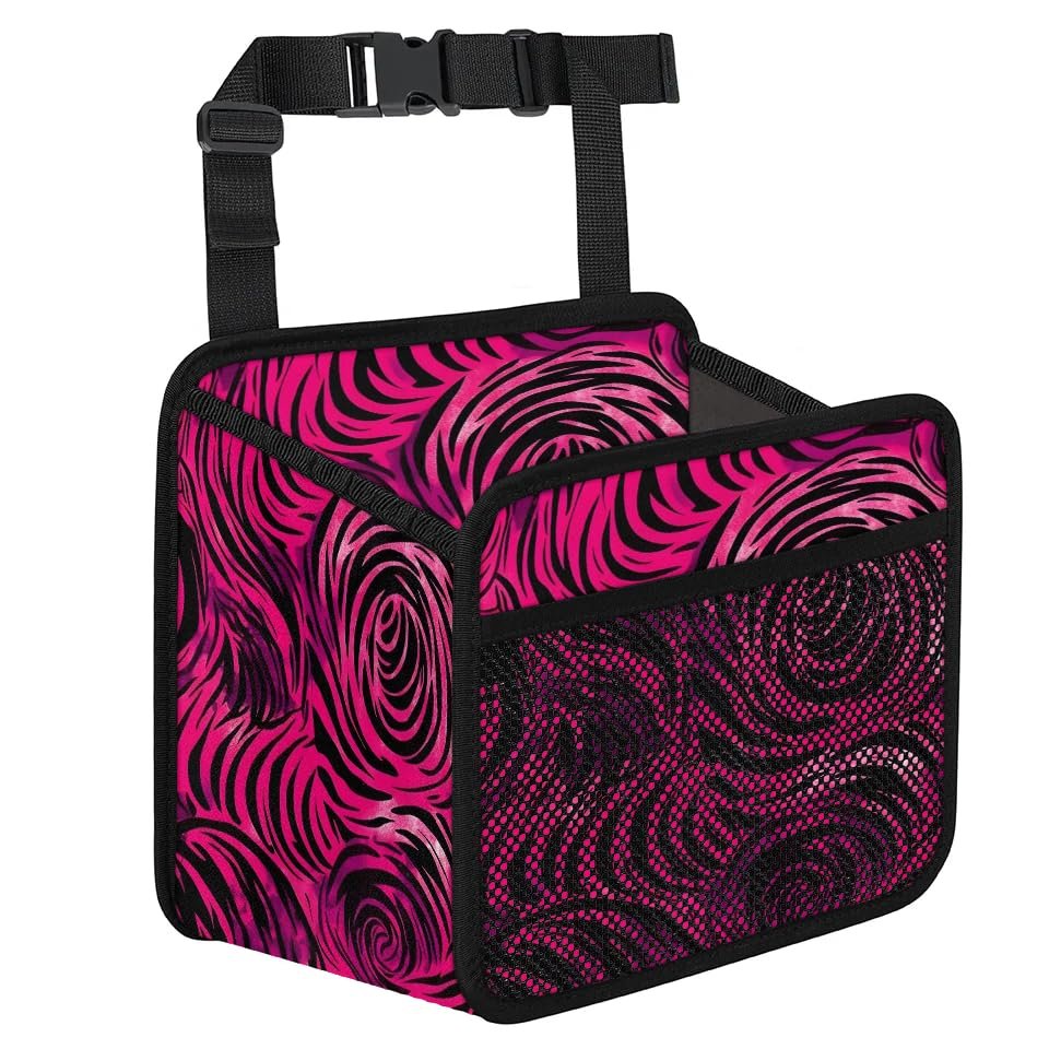 Abstract Pattern Car Organizer Back Seat Car Seat Back Hanging Bag PU Leather Backseat Car Organizer Foldable Car Seat Storage Bag Car Accessories