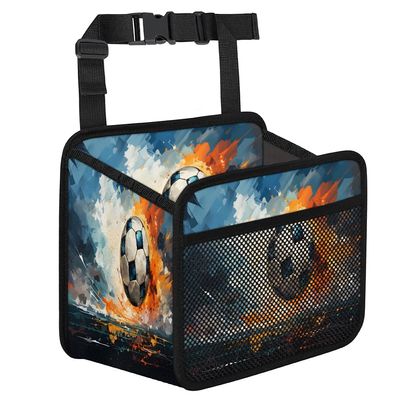 3D Soccer Car Organizer Back Seat Car Seat Back Hanging Bag PU Leather Backseat Car Organizer Foldable Car Seat Storage Bag Car Accessories