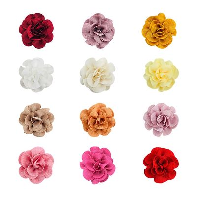 12 Pcs 7cm Colorful Fabric Flower Hair Clips Kids Small Floral Hair Barrettes Toddlers Rose Hair Clips Hairgrips Baby Fancy Cloth Hair Accessories
