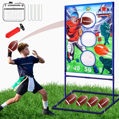 Punieayi Football Toss Game with 4 Inflatable Balls, Football Throwing Target Games for Boys 8-12, Sports and Outdoors Toys for Kids Ages 3+