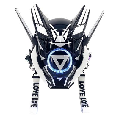 OYDL Halloween Cosplay Helmet Mask for Men, Futuristic Tech Punk Mask with LED Light, for Cyberpunk Mask Cosplay Role Play