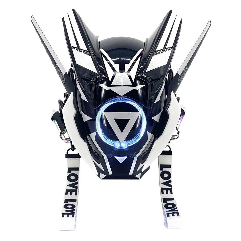OYDL Halloween Cosplay Helmet Mask for Men, Futuristic Tech Punk Mask with LED Light, for Cyberpunk Mask Cosplay Role Play