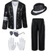 Dance Star Kids Costume for Boys 80s 90s Pop Stage Cosplay Party Halloween Role Play Black 11-12 Years view 1