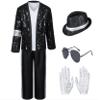 Dance Star Kids Costume for Boys 80s 90s Pop Stage Cosplay Party Halloween Role Play Black 11-12 Years view 2