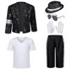 Dance Star Kids Costume for Boys 80s 90s Pop Stage Cosplay Party Halloween Role Play Black 11-12 Years view 3