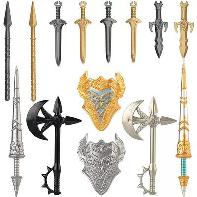 EnuoChbuild Medieval Weapon Pack Military Weapon Round Table Knights Arms, Military Soldier Weapons Accessories Pack Kits, DIY Assembly Building Blocks - 14 Pieces, 06ZSYX19145H2X16N