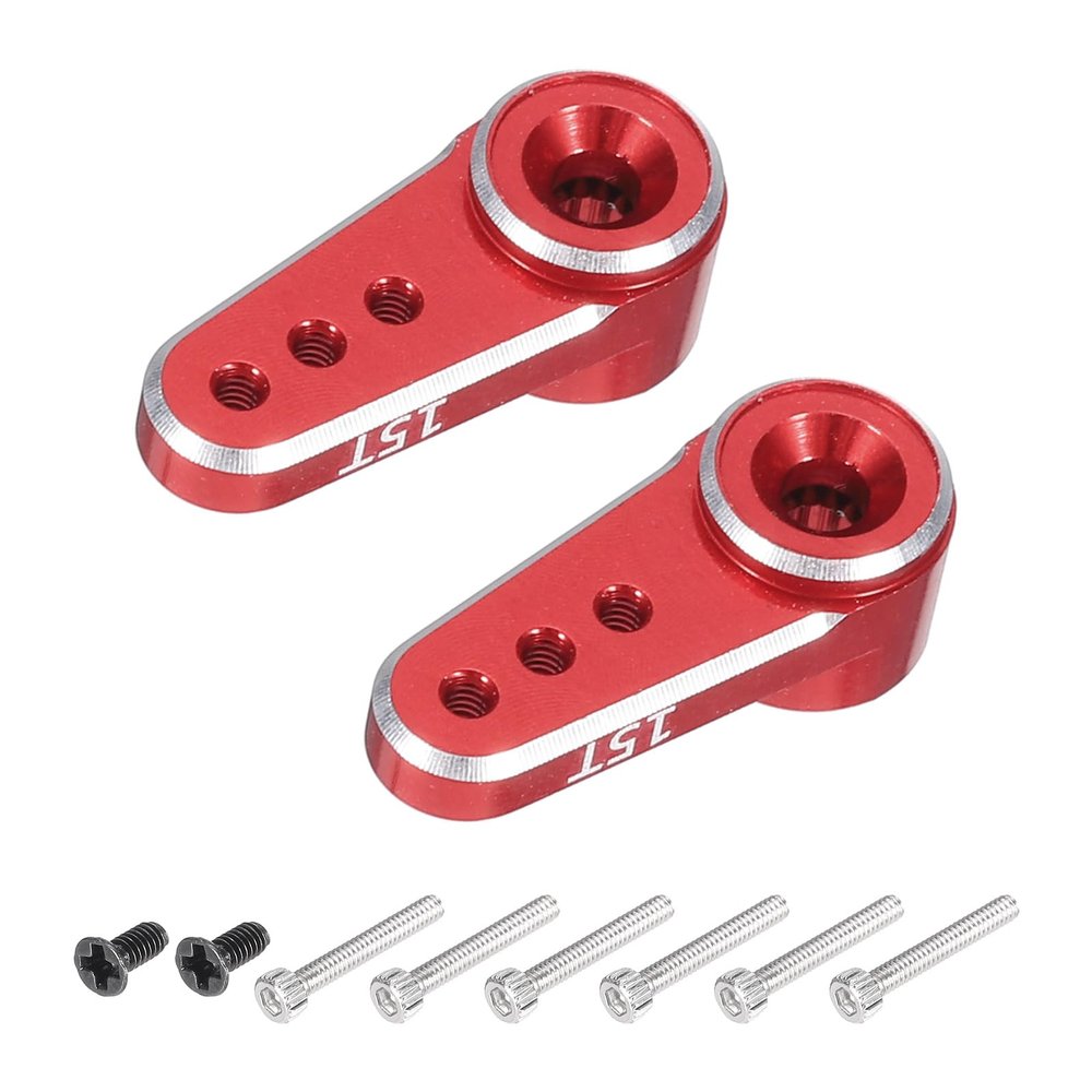 MECCANIXITY Aluminum Alloy 15T Steering Servo Arm Horn Red for DIY RC Car/Boat/Airplane Boat Accessories 2 Pcs