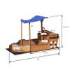 Kids Pirate Boat Wood Sandbox, Wooden Pirate Sandbox with Canopy, Bench Seats, Storage, Non-Woven Fabric Cloth for Backyard, Home, Lawn, Garden view 3