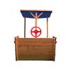 Kids Pirate Boat Wood Sandbox, Wooden Pirate Sandbox with Canopy, Bench Seats, Storage, Non-Woven Fabric Cloth for Backyard, Home, Lawn, Garden view 4