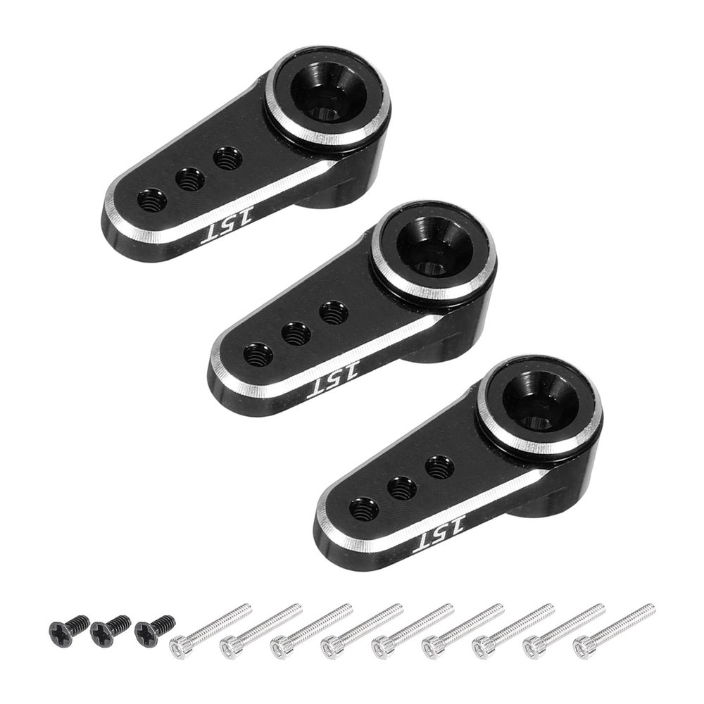MECCANIXITY Aluminum Alloy 15T Steering Servo Arm Horn Black for DIY RC Car/Boat/Airplane Boat Accessories 3 Pcs