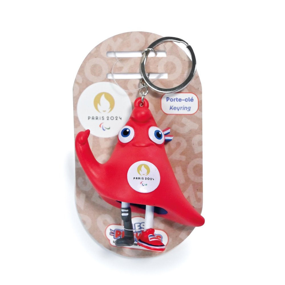 Doudou et Compagnie - Phryge Paralympic Mascot Keyring - Official Mascot of the Olympic and Paralympic Games - Plastic - 7 cm - Souvenir Gift Idea of the Paris Olympics 2024 - JO2415