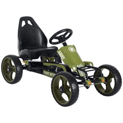 Aosom Go Kart for Kids, Pedal, Go Kart with Adjustable Seat, EVA Wheels, Forward, Backward, Ride on Car for Boys and Girls 3-6 Years Old, Green