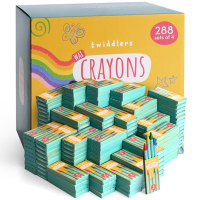 THE TWIDDLERS 288 Sets of 4-Packs (1,152 Bulk Crayons) Non-Toxic Individual Box for Kids, Back to School Supplies, Classrooms, Restaurants Bulk Crayons Coloring Activity, Party Bag Fillers