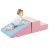 Costzon Climbing Toys for Toddlers, Soft Play Set for Crawling, Climbing, Sliding, Indoor Active Play, 2 PCS Foam Climbing Blocks for Infants Baby Kids (Blue+Pink) view 1