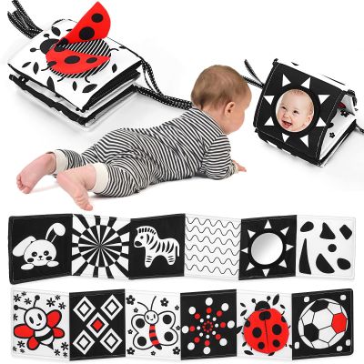 AJsupojouet Newborn Black and White High Contrast Baby Book for 0-3 Months Brain Development, Tummy Time Sensory Infant Toys, Montessori Essentials for 0-6-12 Months Gifts