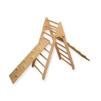 Montessori Climbing Triangle for Toddlers | Foldable Wooden Indoor Play Gym for Kids | Foldable Indoor Climbing Frame Promotes Balance and Coordination | Kids Climber (Triangle + 2 Ramps)