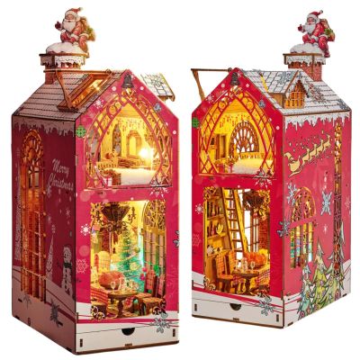DIY Book Nook Kit Songs of Snowy Night - Christmas Night Theme Miniature Model Dollhouse 3D Puzzle, Assembly Bookend for Adult (Songs of Snowy Night)