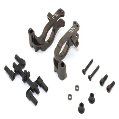 Kyosho America IFW629C Aluminum Front Hub Carrier Set (L R/22/Gunmetallic/Mp10)