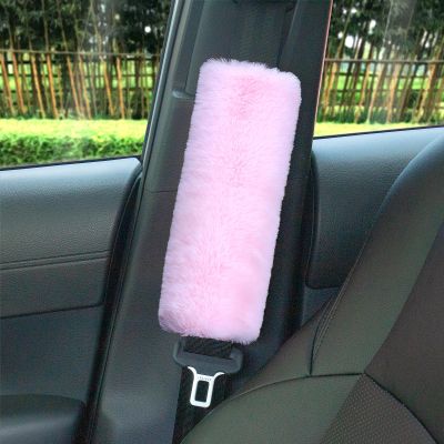 "2-Pack Soft Plush Seatbelt Covers for Kids - Comfortable Seat Belt Cushion for Newborns - Car Seat/Stroller Strap Accessories - Enhanced Driving Comfort & Protection (Baby Pink)