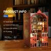 Book Nook Kit DIY Dollhouse Book Nook Miniature Kit for Bookshelf Insert Decor Crafts for Adults Teen Halloween,Magic House Model Build with LED Light 3D Puzzle Bookshelf Insert Decor Magic Night view 3