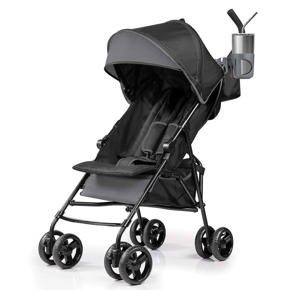 New Cup Holder Compatible with Summer Infant. A Solid Super Secure Fit. 360 Degrees Rotatable. Anti-Shake Spill Resistant. (Gray)