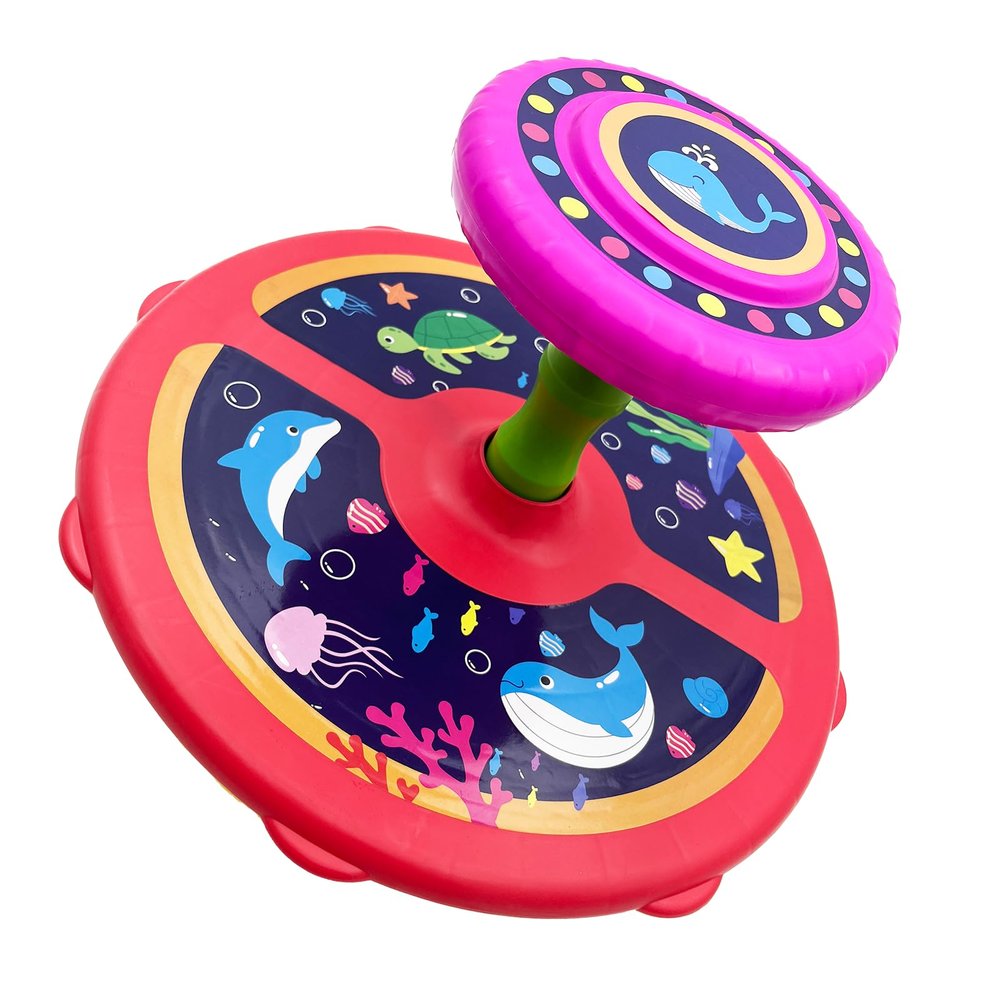 1, 2, 3, 4Year Old children's 360  rotating seat toy, Children's Day gift, boys and girls' birthday gift, ocean style, sitting and rotating toy, Toddler Toys Early Development&Activity Toys (Red)