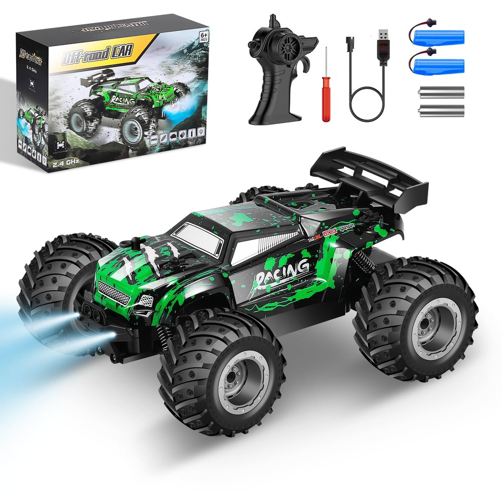 AONEPTR Remote Control Car, All Terrain Remote Control Truck for Boy, 2.4GHz Rc Car with Two Rechargeable Batteries, 20KM/H Monster Truck Toys
