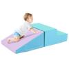 Costzon Climbing Toys for Toddlers, Soft Play Set for Crawling, Climbing, Sliding, Indoor Active Play, 2 PCS Foam Climbing Blocks for Infants Baby Kids (Pink+Blue) view 1