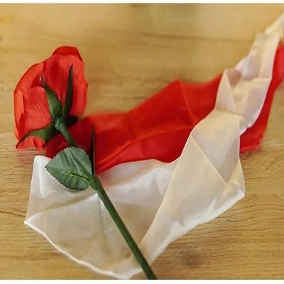 blue-ther Rose Silk Magic Tricks White Rose to Red for Magicians Stage Illusions Gimmicks Mentalism Props Color Change Flower Silk Magic