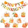 Happy Thanksgiving Banner Sign with Hanging Swirls Bows for Autumn Party Supplies Pumpkin Maple Leaf Ceiling Swirls for Home Office Fall Decor view 1