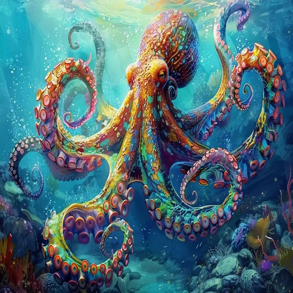 1000 Piece Puzzle for Adults - Underwater Octopus Wooden Difficult Puzzle,Challenging Relaxing Fun DIY Gift
