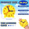 Batiyeer 24 Pcs Teaching Clock Kit for Kids to Tell Time Teaching Mini Geared Clock for Kids Basic Math Development Teacher and Classroom Supplies, 4 Inch(Yellow) view 2