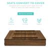 Best Choice Products Large Outdoor Wooden Sand Box for Kids, Sandbox with Cover, Bench Seats Support up to 220 lbs, Bottom Liner for Drainage, Cedar Wood - Walnut view 3