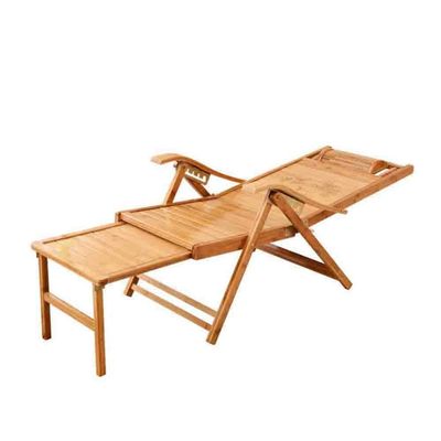 WDFYJ Bamboo Lounge Chair, Foldable Recliner Outdoor Lounge Chair with Long Footstool Sun Lounger, 2 Styles(A)