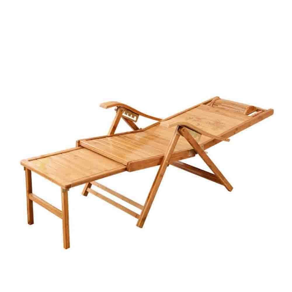 WDFYJ Bamboo Lounge Chair, Foldable Recliner Outdoor Lounge Chair with Long Footstool Sun Lounger, 2 Styles(A)