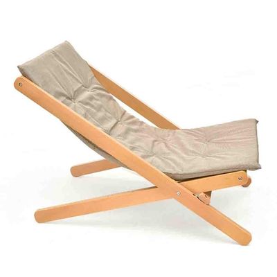 WDFYJ Lounge Chair, Outdoor Beach Chair Balcony Foldable Recliner Family Leisure Chair Lunch Break Chair 3 Adjustable(Beige)