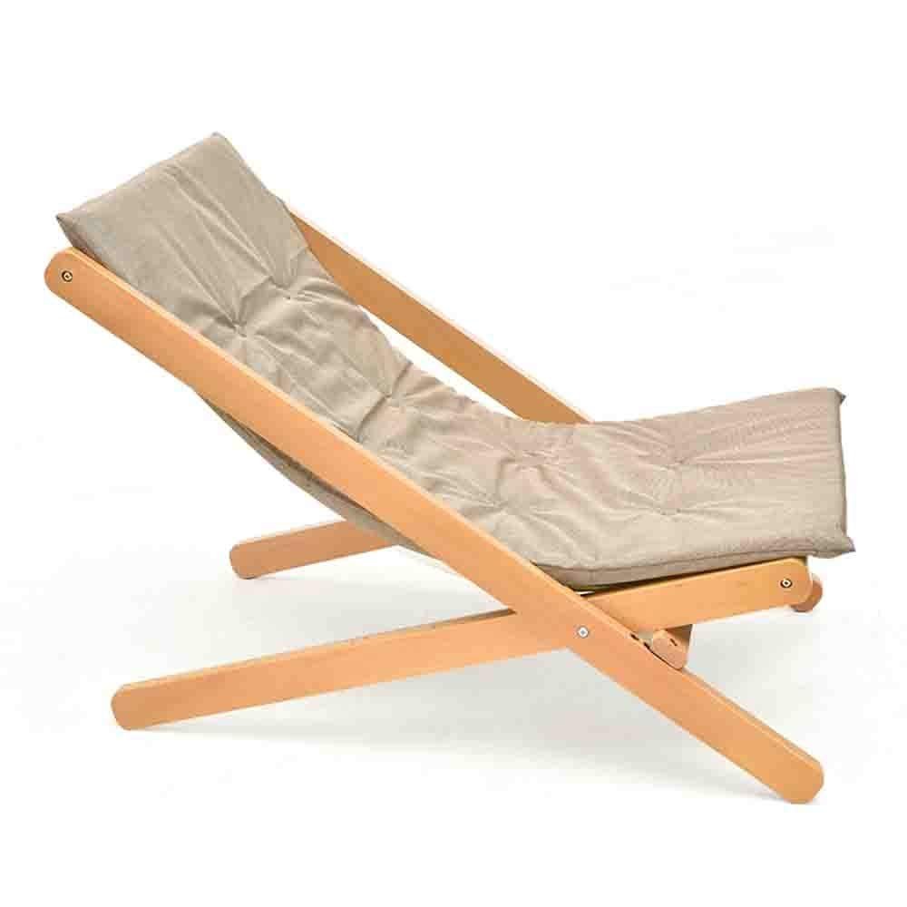 WDFYJ Lounge Chair, Outdoor Beach Chair Balcony Foldable Recliner Family Leisure Chair Lunch Break Chair 3 Adjustable(Beige)