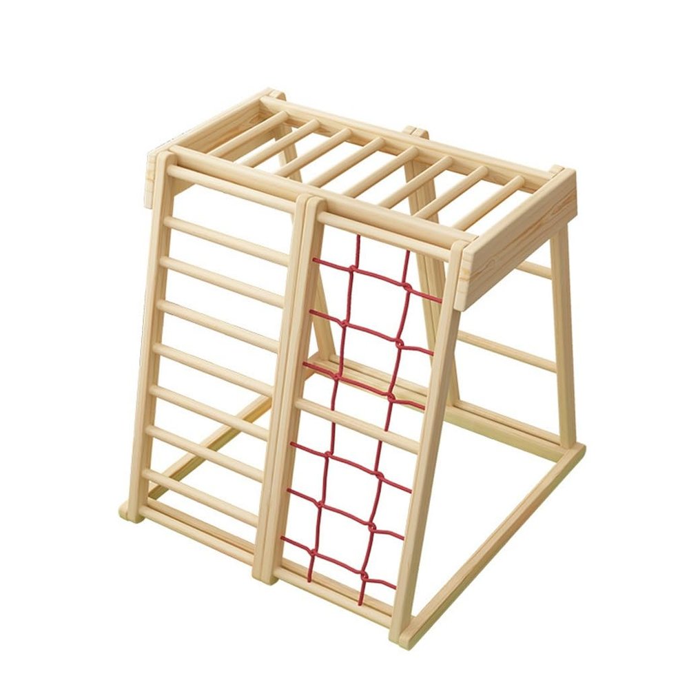 8-in-1 Toddler Climbing Toys, Montessori Wooden Indoor Playground, Include Slide, Climbing Rock, Swing, Climbing Net, Monkey Bars, Climbing Ladder, Hammocks, Rings, Climber Playset for Kids Ages 2-11y