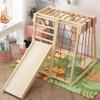 8-in-1 Toddler Climbing Toys, Montessori Wooden Indoor Playground, Include Slide, Climbing Rock, Swing, Climbing Net, Monkey Bars, Climbing Ladder, Hammocks, Rings, Climber Playset for Kids Ages 2-11y view 3
