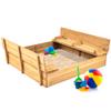 Best Choice Products Large Outdoor Wooden Sand Box for Kids, Sandbox with Cover, Bench Seats Support up to 220 lbs, Bottom Liner for Drainage, Cedar Wood - Natural view 1