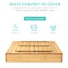 Best Choice Products Large Outdoor Wooden Sand Box for Kids, Sandbox with Cover, Bench Seats Support up to 220 lbs, Bottom Liner for Drainage, Cedar Wood - Natural view 3