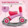 BABY JOY 3 in 1 Rocking Horse, Kids Ride on Toy Balance Bike w/ 4 Smooth Wheels, Detachable Balance Board and Height Adjustable Seat, Baby Rocking Toy for Boys Girls 1-3 Years Old (Rose+Pink) view 3